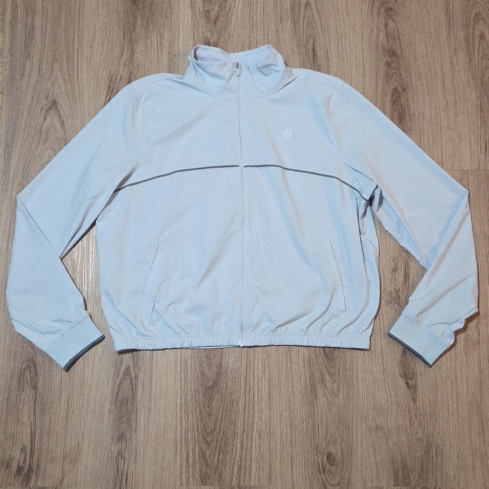 Lululemon Court Rival Track Jacket *Perforated Starch Blue / Solar Grey Size 12